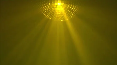 Disco ball with reflected moving yellow rays, HD 1080p Stock Footage 37099713
