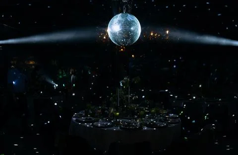 Disco ball reflection light at night Stock Photos