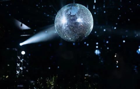 Disco ball reflection light at night Stock Photos