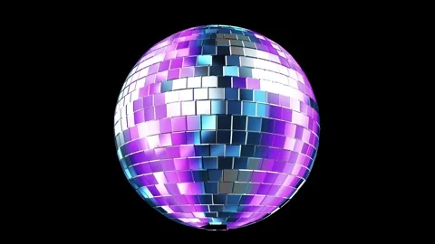 Disco ball rotate on black screen. 3D render color with matte animation footage. Video stock 332107666