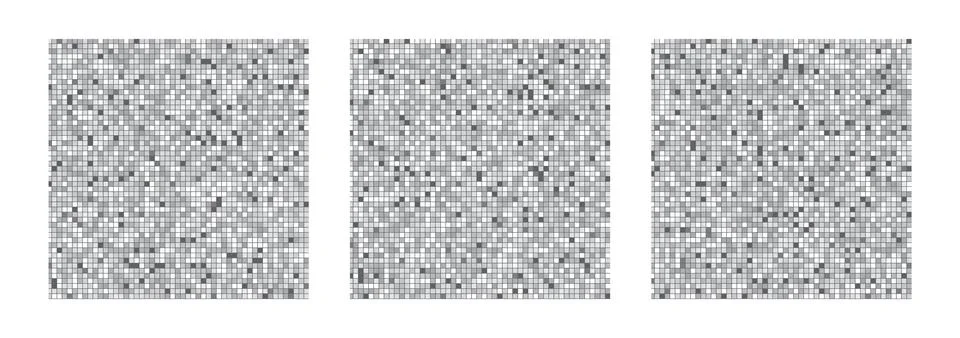 Disco ball silver pattern collection. Set of grey square mosaic backdrops. Night Illustrazione stock