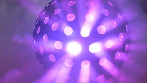 Disco ball smoke multi colored with smoke fast spinning Video stock 91600823