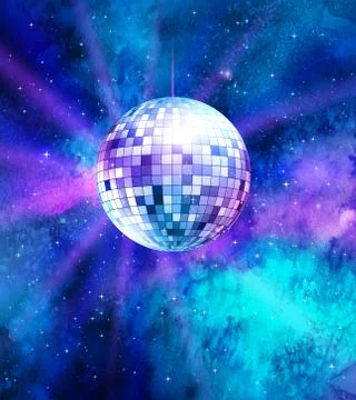 Disco ball on space background Stock Illustration