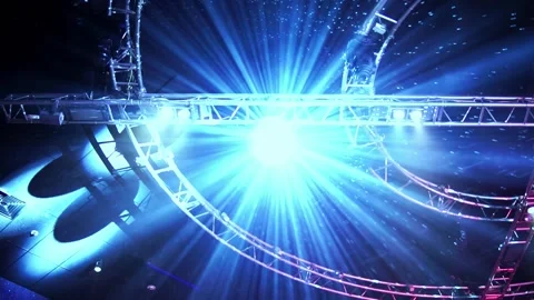 Disco ball is spinning round on the ceiling in night club in slow motion filmed Vídeo Stock 145541890