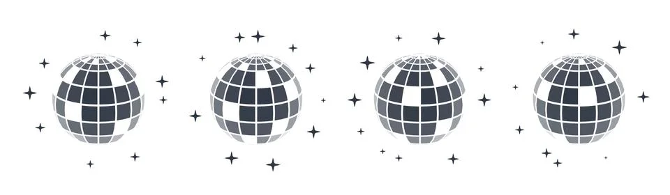 Disco ball vector in 3d style isolated on white background. Vector 3d disco ball Stock Illustration