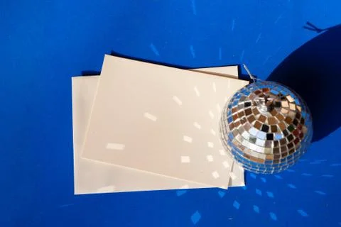 Disco balls on blue background Stock Photos
