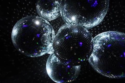 Disco balls in dark Foto stock