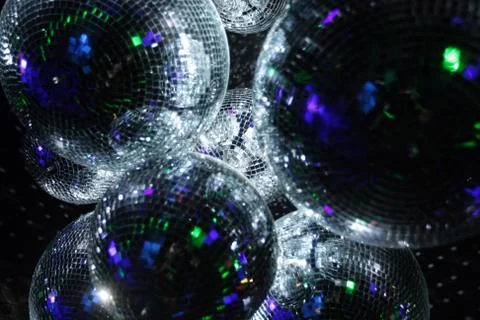 Disco balls in dark Stock Photos
