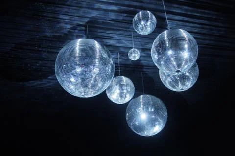 Disco balls in dark Stock Photos