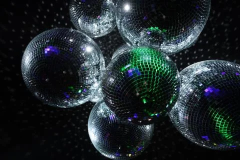 Disco balls in dark Stock Photos