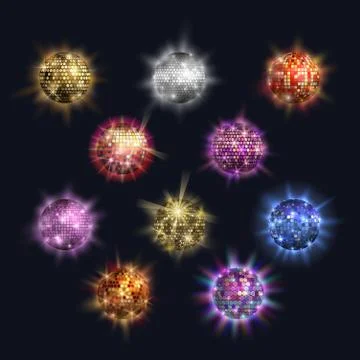 Disco balls vector club sphere glitter retro party nightlife. Discoballs Stock Illustration