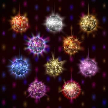 Disco balls vector set. Stock Illustration