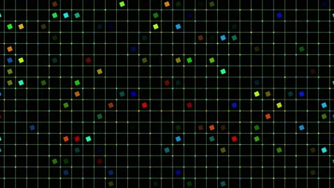 Disco bokeh. Multicolored dots, squares and lines. Abstract festive background Video stock 237462109