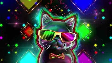 Disco Cat Background Animation Видео 344521586