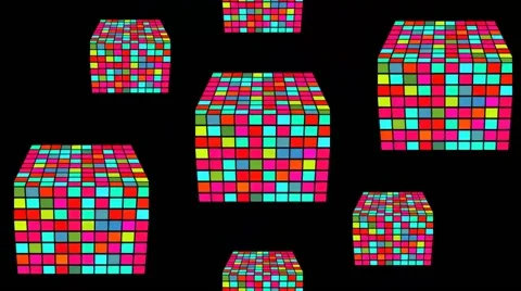 Disco cubes moving upwards VJ loop Stock Footage 62961097