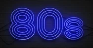 Disco Dance 80S Neon Sign Lights Logo Text Glowing Multicolor Purple Blue Stock Footage