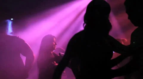 Disco-dance people dancing. colour lights Stock Footage 25853300