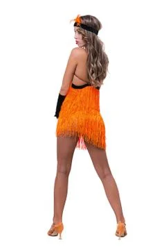 Disco dancer showing some movements against isolated white Stock-Fotos