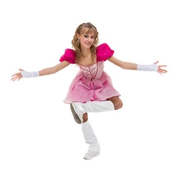 Disco dancer showing some movements against isolated white 库存照片