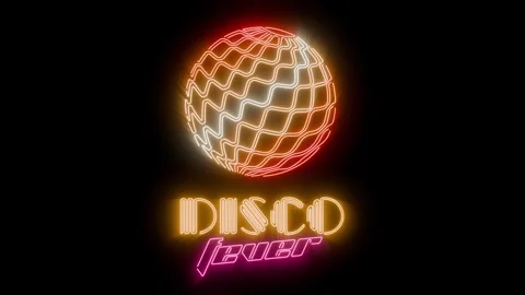 Disco fever flickering neon sign loop animation uniform background easy blending Stock Footage 333245053