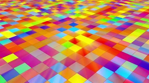 Disco floor with bright squares, 3d render abstraction, computer generated Stock Illustration