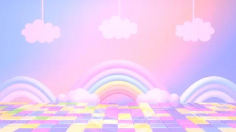 Disco floor with rainbows and clouds Stock Illustration