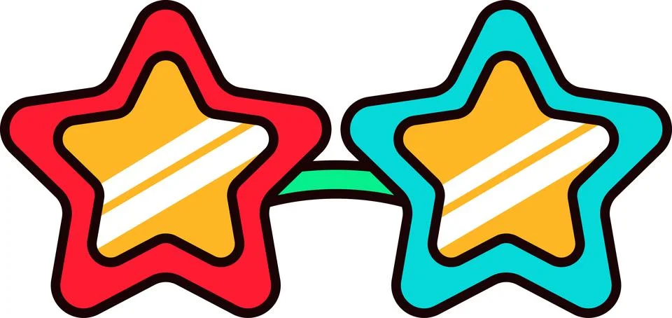 Disco Glasses Star Shaped Frames Retro Y2k Sticker イラスト素材
