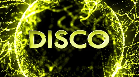 DISCO Gold Text in Particles Stock Footage 34877098