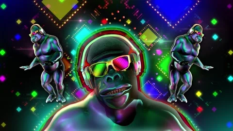 Disco Gorillas Background Vidéo 346458962