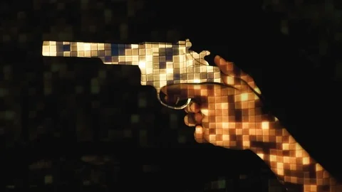 Disco gun. Moving pattern projected onto white, toy handgun. Stock Footage 77599369
