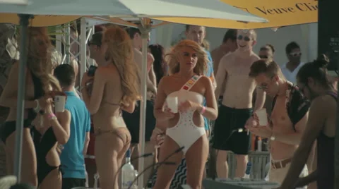 Disco on Ibiza beach Stock Footage 34838783