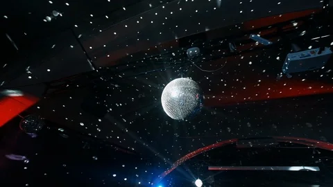 Disco Layer On The Background Of Dark Wall. Holiday. Stock Footage 110812614