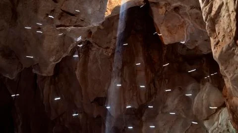 Disco Light Inside Bat Caves During The Rare Summer Solstice Stock Photos