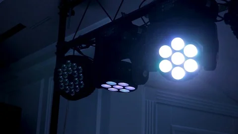 Disco lights and show. Concept about entertainment and party. Balloons and smoke Stock Footage 114181671