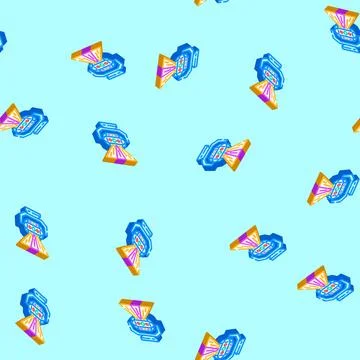 Disco lights disco party isometric icon seamless pattern 스톡 일러스트