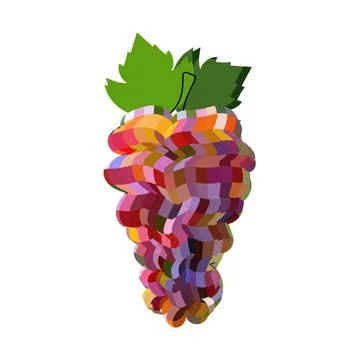Disco mirror ball fruit, berry, grape . On white isolated background. Mosai.. Stock Illustration