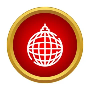Disco mirror ball icon on red button Stock Illustration