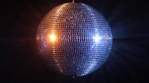 Disco mirror ball reflect blue and red light Stock Footage 35837811