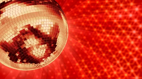 Disco Mirrorball turning, on red Background Stock Footage 29641244