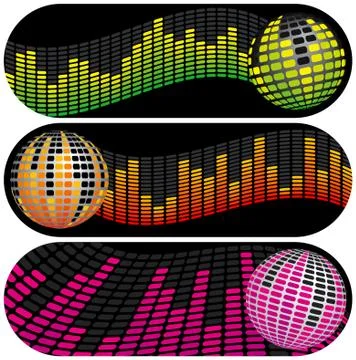 Disco music banners Stock Illustration