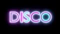 Disco neon sign lights logo text glowing multicolor HD Footage