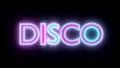 Disco neon sign lights logo text glowing multicolor 4K 4k or 4k+ Resolution