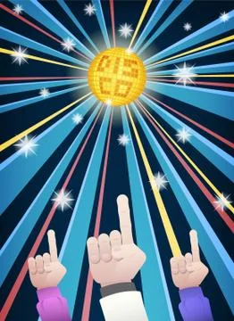 Disco night party hands Stock Illustration