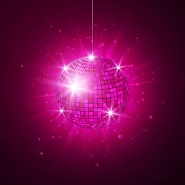 Disco or mirror ball with bright rays. Music and dance night party background イラスト素材