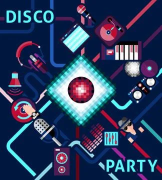 Disco Party Background 스톡 일러스트