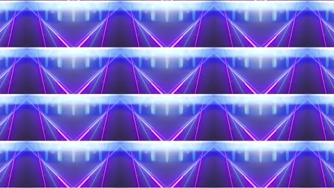 Disco party lights bars with glowing neon beams. Modern digital hd wallpaper Stock Footage 247631983