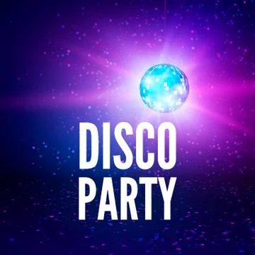 Disco party poster background. Night club disco ball backdrop. Vector illustr Stock Illustration