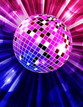 Disco party vector background with rays and disco ball Illustrazione stock
