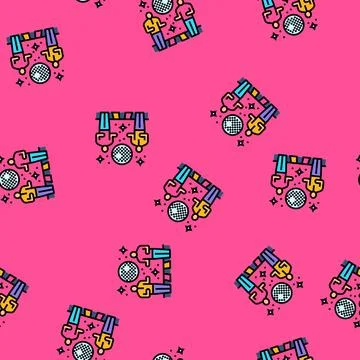 Disco party vector seamless pattern Illustrazione stock