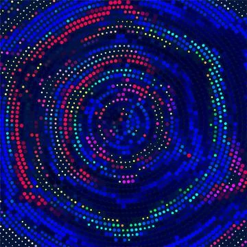 Disco pattern with colorful dotted circle. Vector Stock Illustration